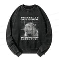 Japanese Lion God Washed Sweatshirt for Daily Wear