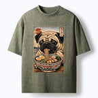 Kyoto-Lion Ramen Time For The Pug Washed T-Shirt