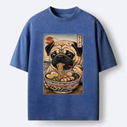 Kyoto-Lion Ramen Time For The Pug Washed T-Shirt