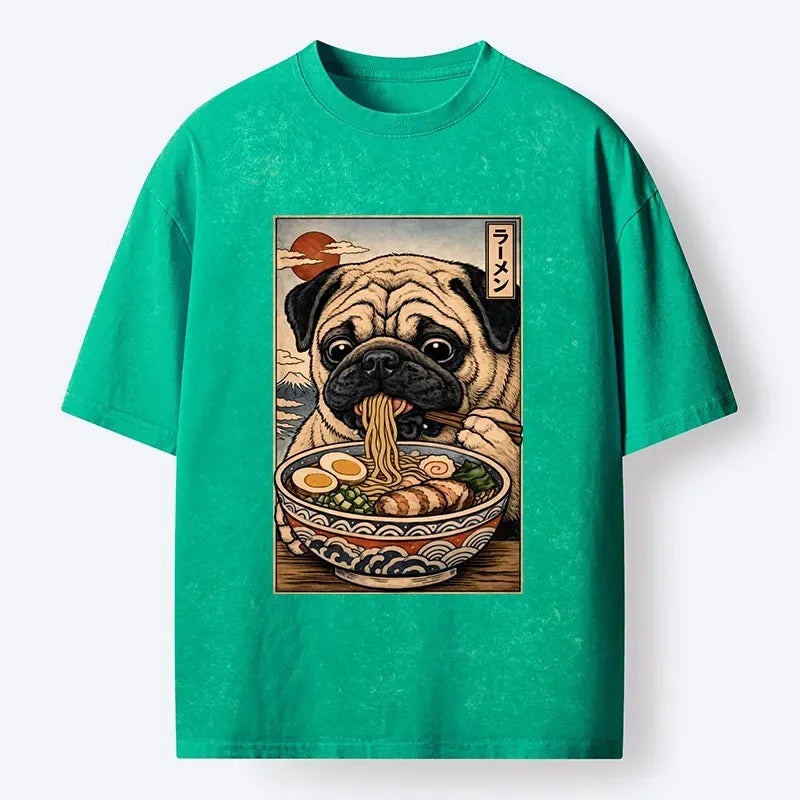 Kyoto-Lion Ramen Time For The Pug Washed T-Shirt