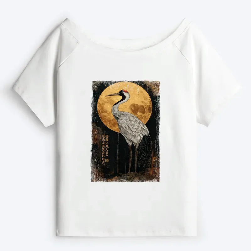 Japanese Crane T-Shirt for Summer Vacation