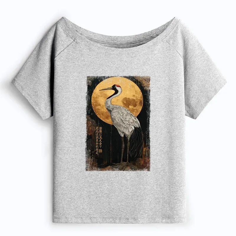 Kanji Off Shoulder T-Shirt for Daily Wear