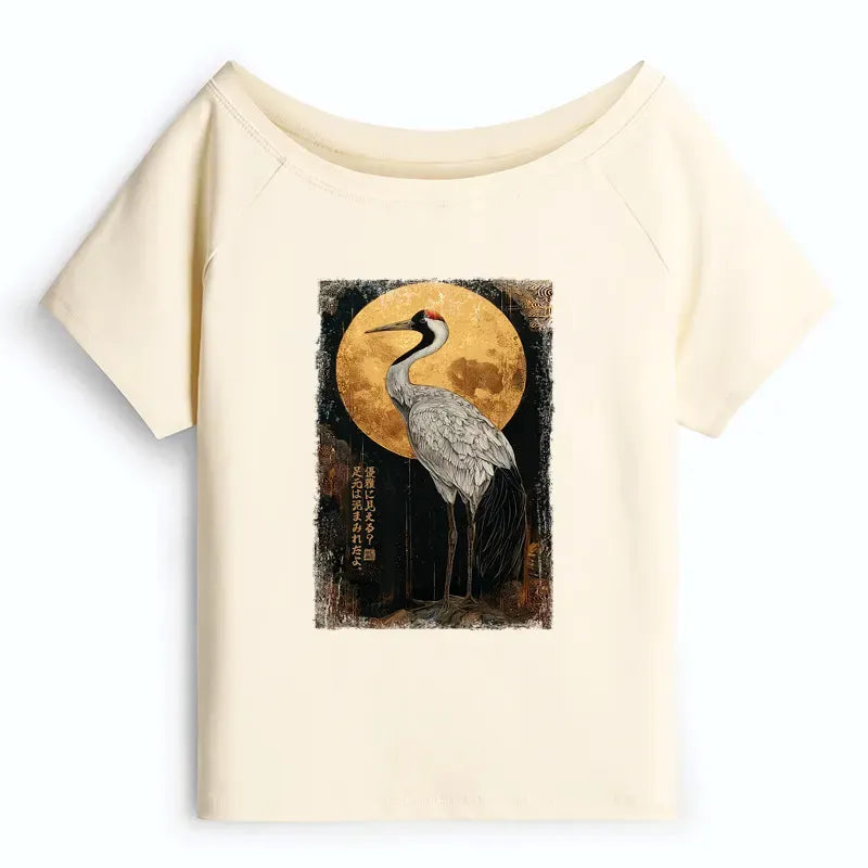 Japanese Crane T-Shirt for Summer Vacation