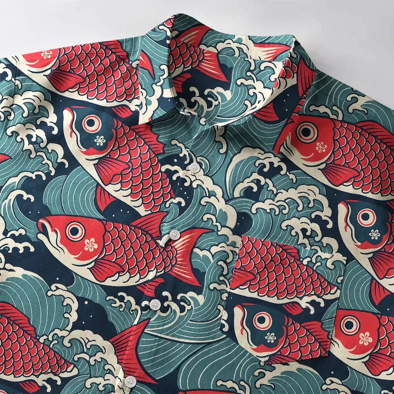 Unisex Japanese Streetwear Button-up Shirt