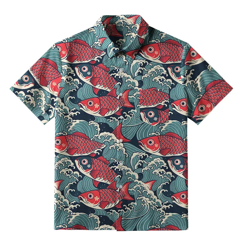 Unisex Japanese Streetwear Button-up Shirt