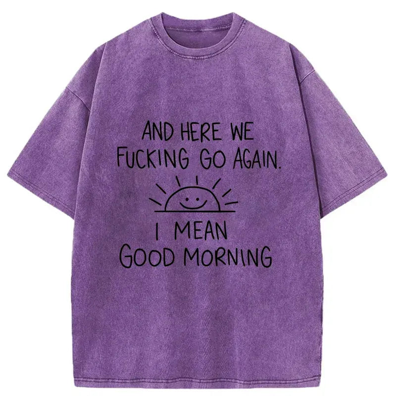 Kyoto-Lion Different Meanings Of 'Good Morning' Washed T-Shirt