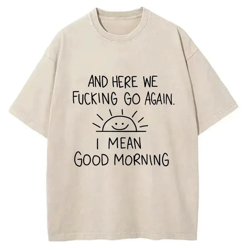 Kyoto-Lion Different Meanings Of 'Good Morning' Washed T-Shirt