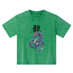 Kyoto-Lion Mythic Blue Dragon Kids Washed T-Shirt