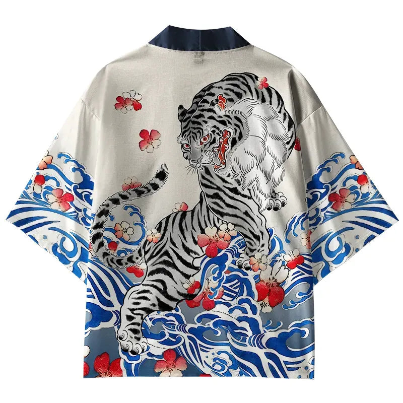 sakura waves tiger kimono cardigan best seller