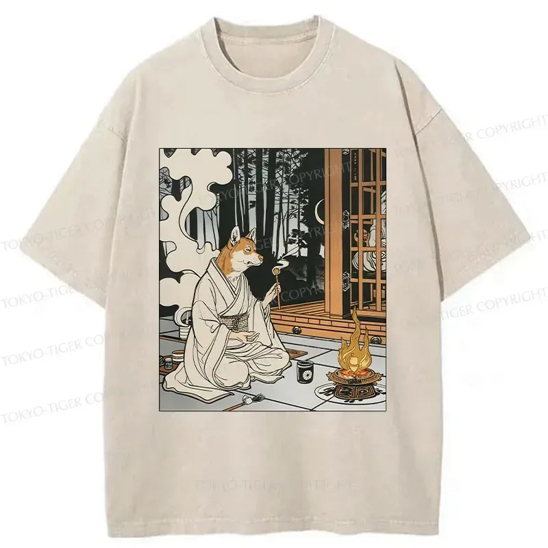 Japanese Zen Dog Washed T-Shirt