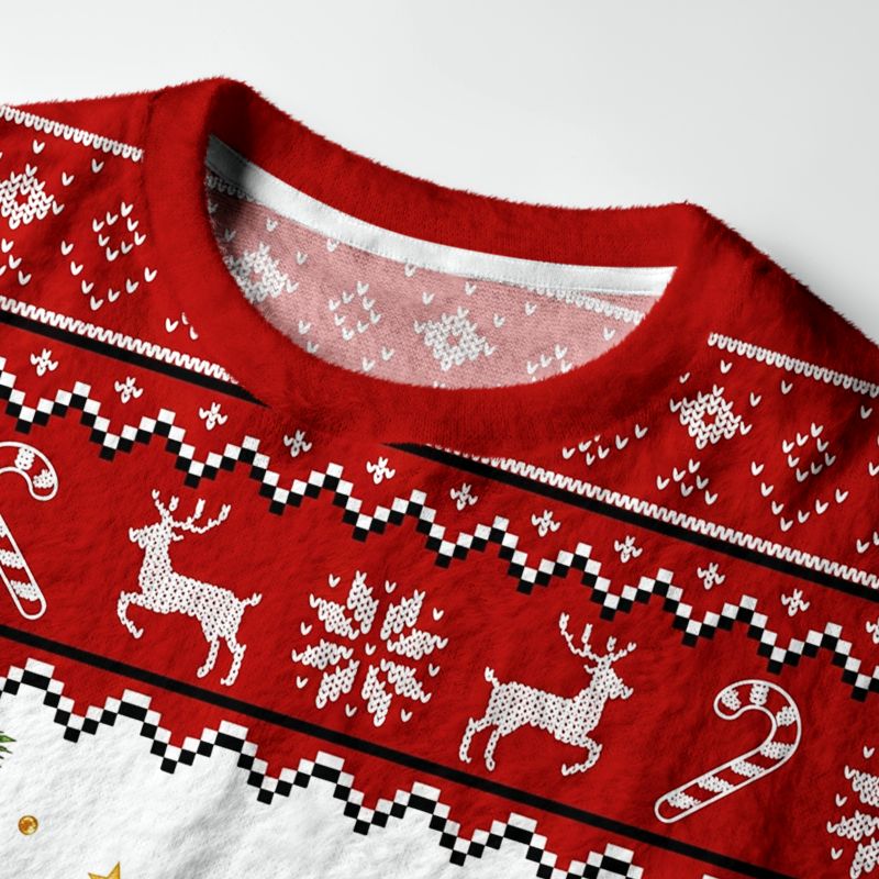 Kyoto-Lion Christmas Cat Likes Fuzzy Christmas Ugly Sweatshirt