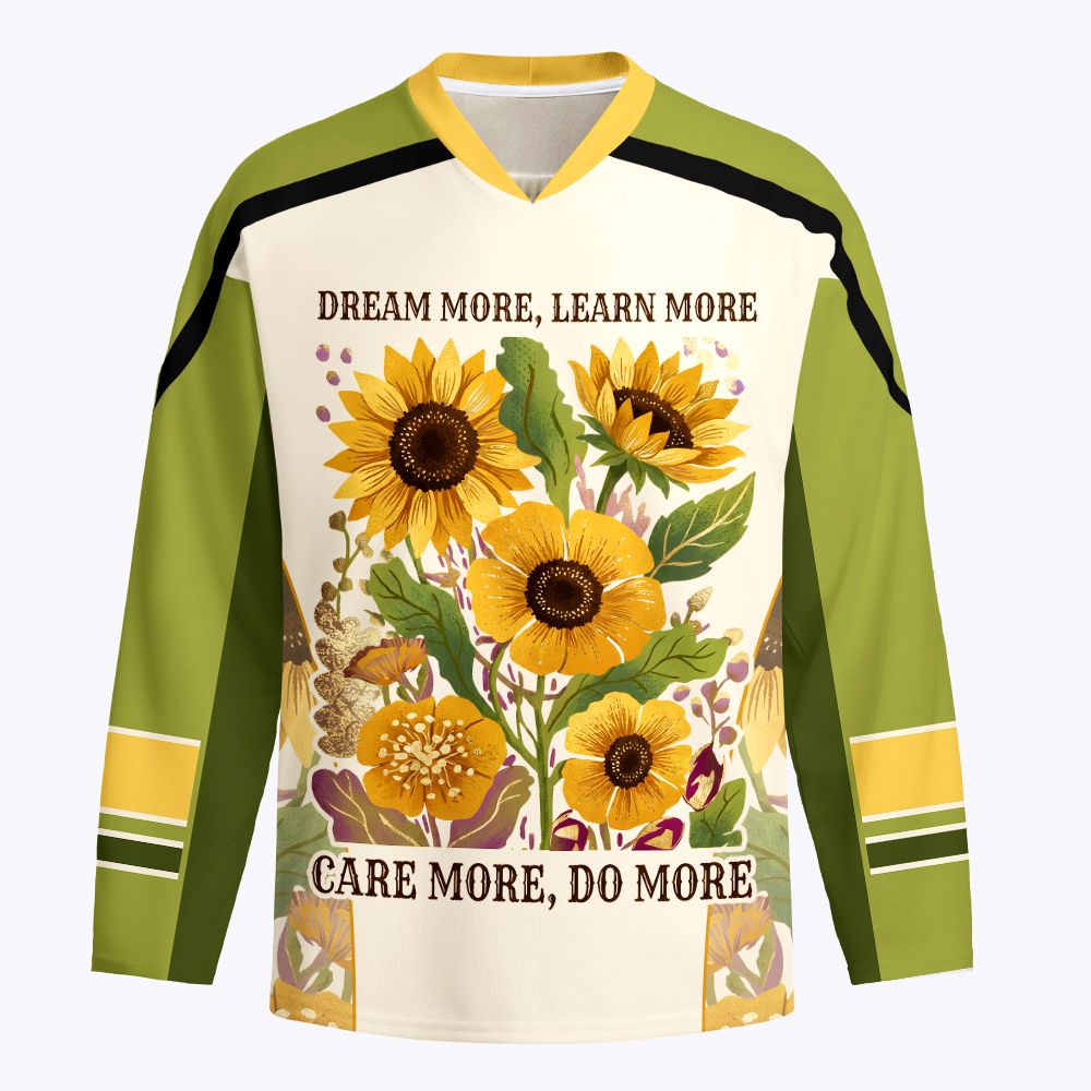 Kyoto-Lion Vintage Sunflower Inspirational Quot Long-Sleeve Hockey Jersey