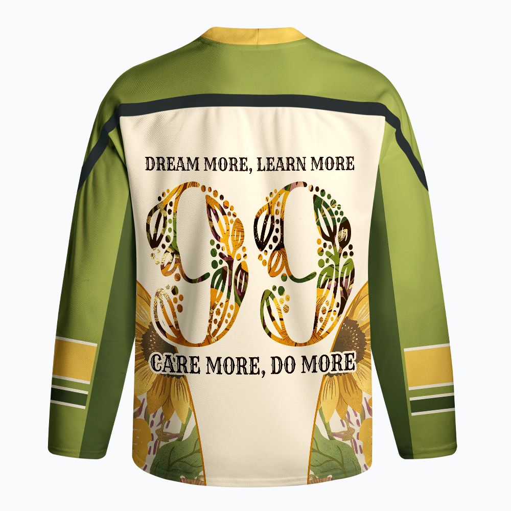 Kyoto-Lion Vintage Sunflower Inspirational Quot Long-Sleeve Hockey Jersey