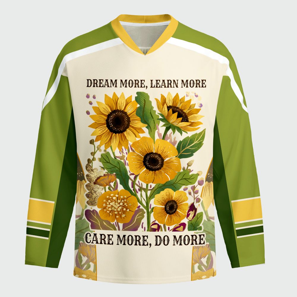 Kyoto-Lion Vintage Sunflower Inspirational Quot Long-Sleeve Hockey Jersey