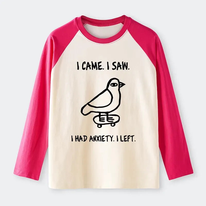 Kyoto-Lion Funny Meme Bird Just Needs A Break Raglan Long Sleeve T-shirt
