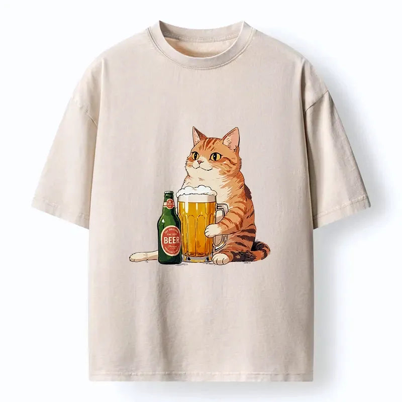 funny beer cat t-shirt for gift idea
