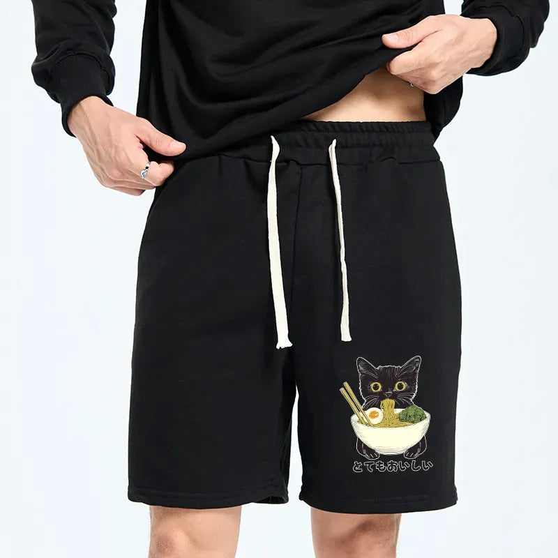 [Kyoto-Lion Ramen Lover Cute Cat Unisex Shorts