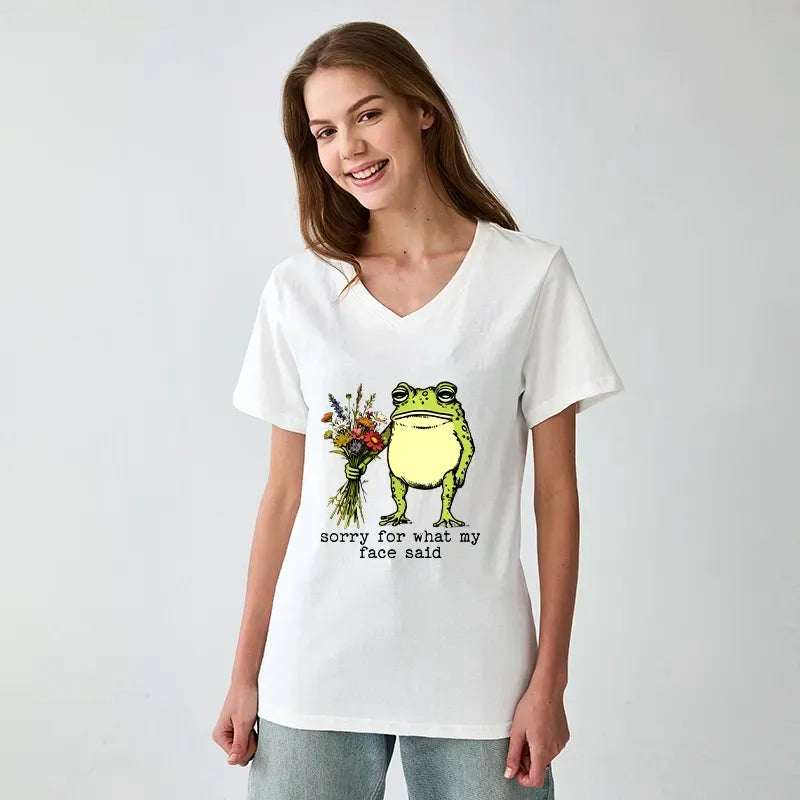 Kyoto-Lion Frog Sorry Mode Activated V-Neck Classic T-Shirt