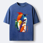 Kyoto-Lion Cute Multi Tone Penguins Washed T-Shirt