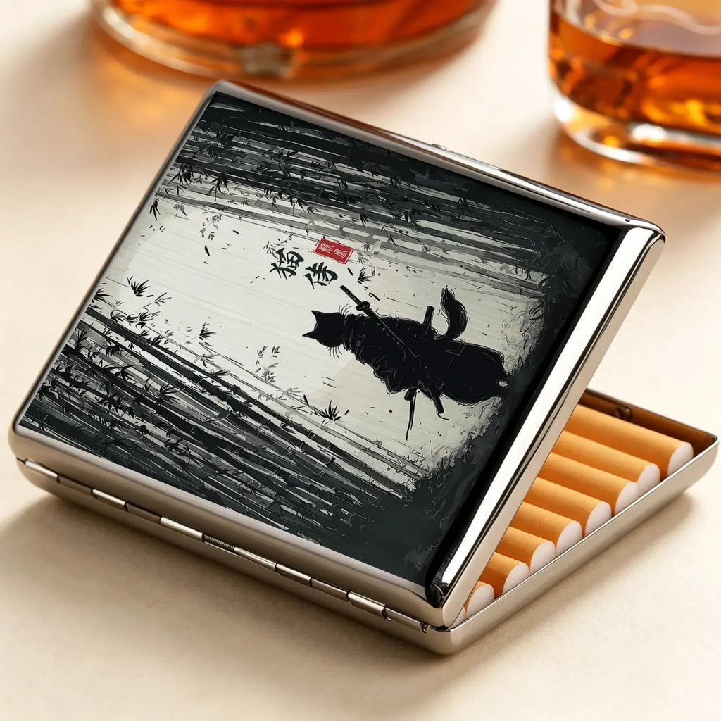 Samurai Cat Cigarette Case Gift Idea