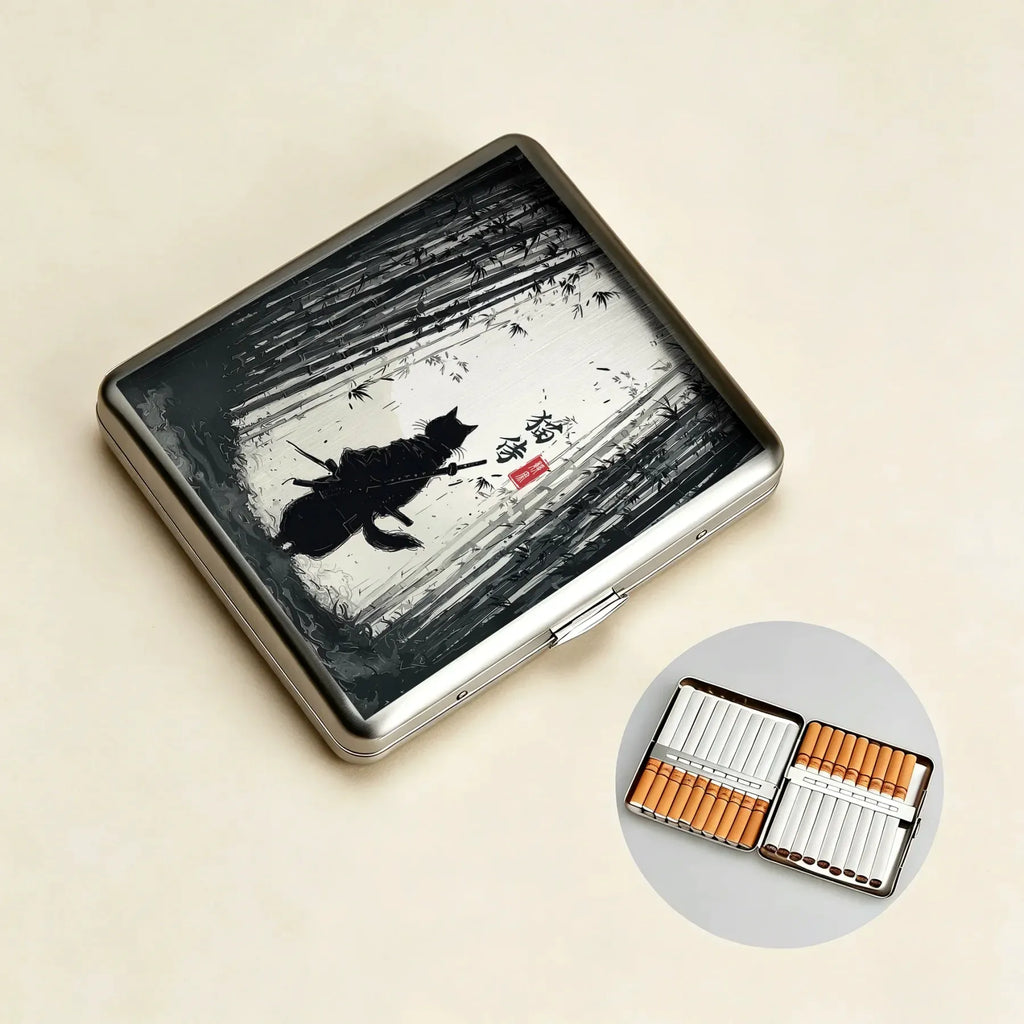 Kyoto-Lion Samurai Cat In The Bamboo Forest Cigarette Case