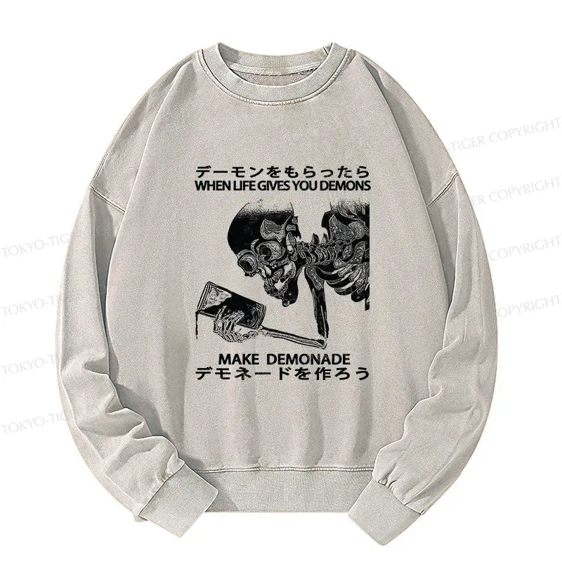 Kyoto-Lion Make Demonade Funny Washed Sweatshirt