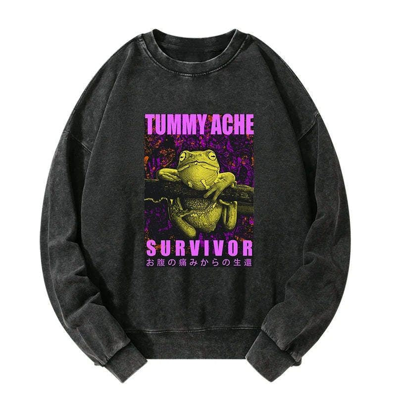 funny frog with stomachache sweatshirt for men