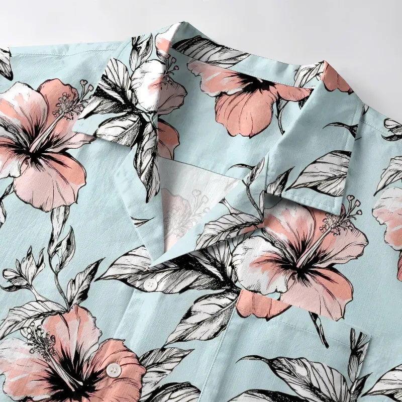 Japanese Floral Aloha Shirt for Summer