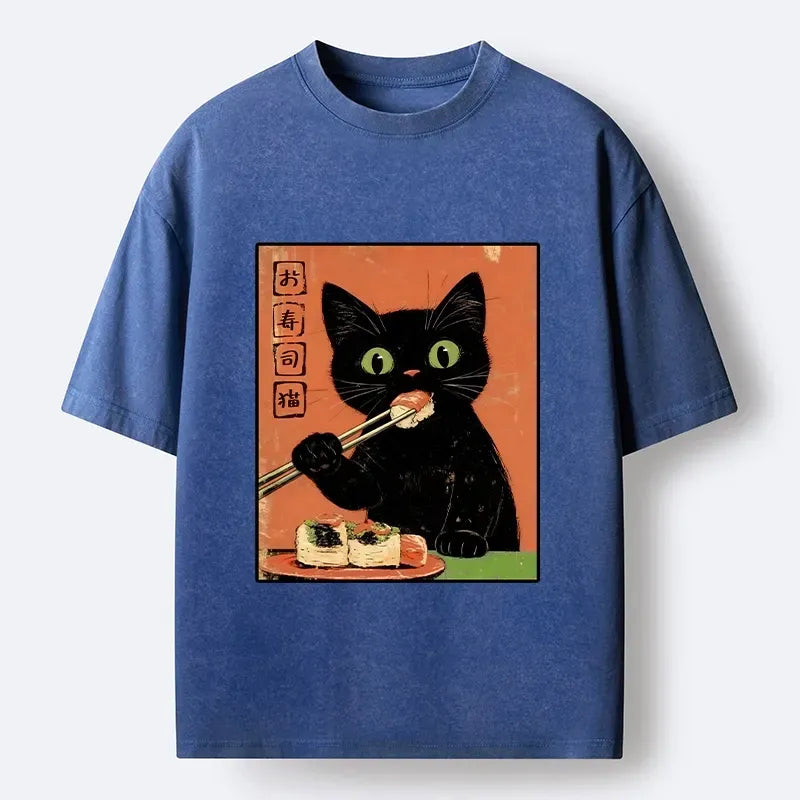 Washed Vintage Japanese Cat T-Shirt