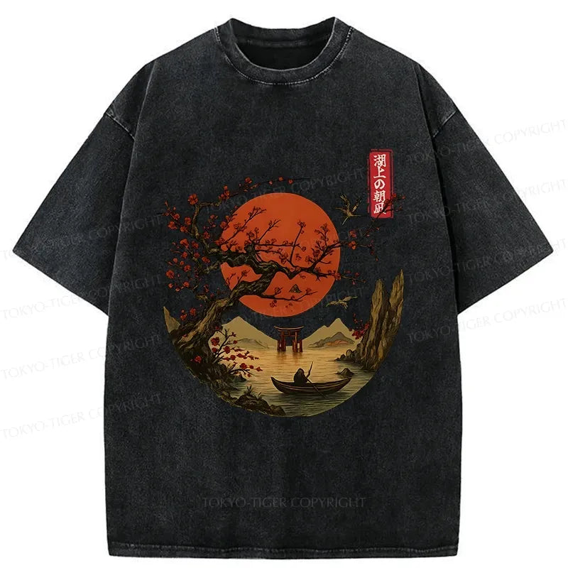 Kyoto-Lion unisex cotton t-shirt for summer vacation