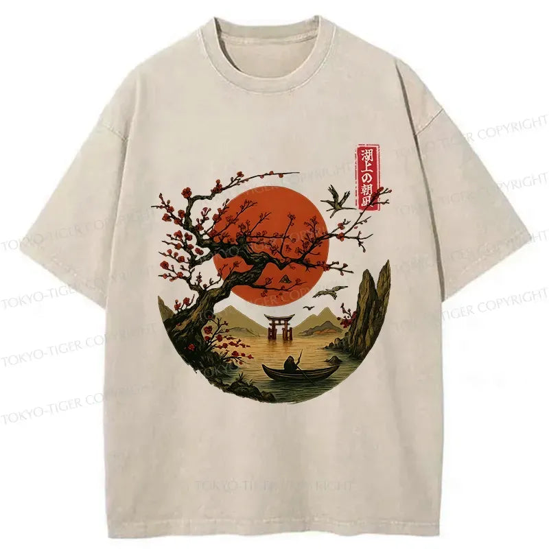 Kyoto-Lion unisex cotton t-shirt for summer vacation