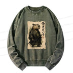 Kyoto-Lion Capybara Samurai Washed Sweatshirt