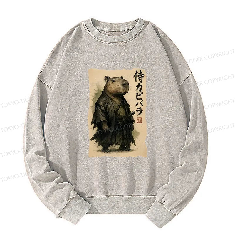Kyoto-Lion Capybara Samurai Washed Sweatshirt