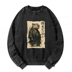 Kyoto-Lion Capybara Samurai Washed Sweatshirt