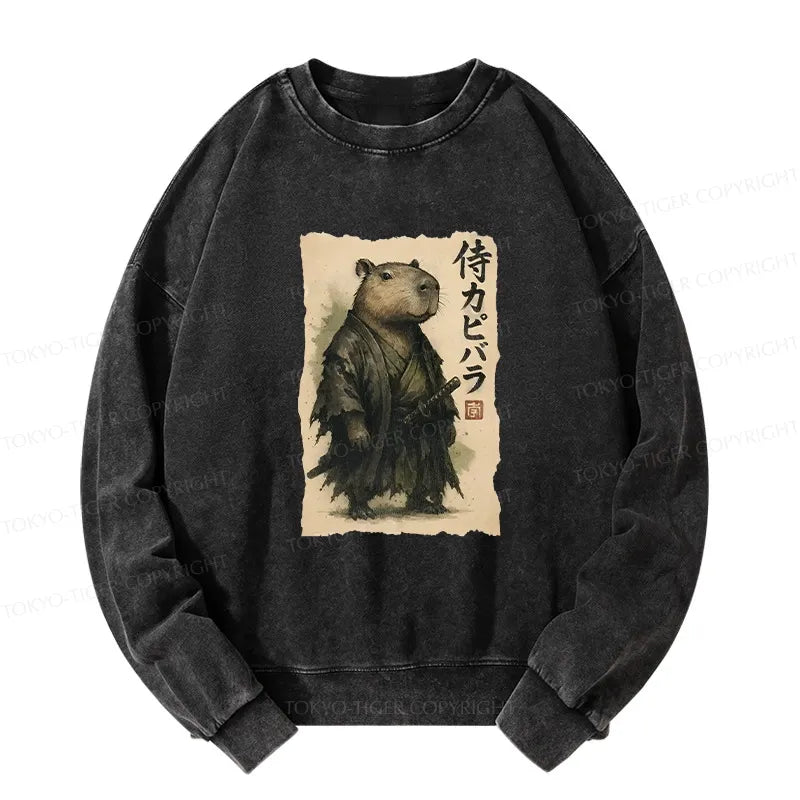 Kyoto-Lion Capybara Samurai Washed Sweatshirt