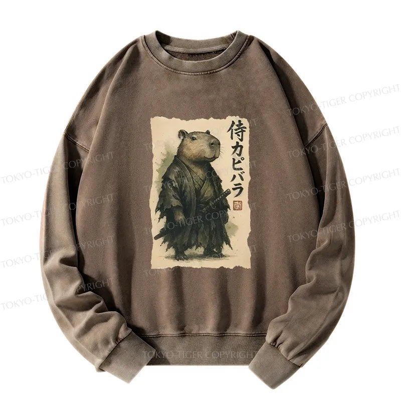 Kyoto-Lion Capybara Samurai Washed Sweatshirt