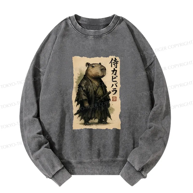 Kyoto-Lion Capybara Samurai Washed Sweatshirt