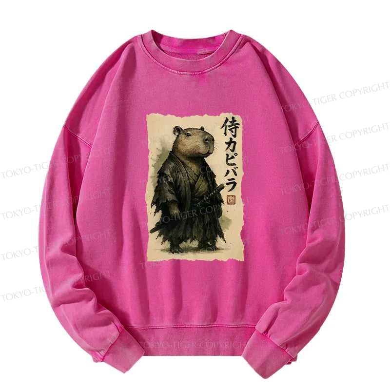 Kyoto-Lion Capybara Samurai Washed Sweatshirt