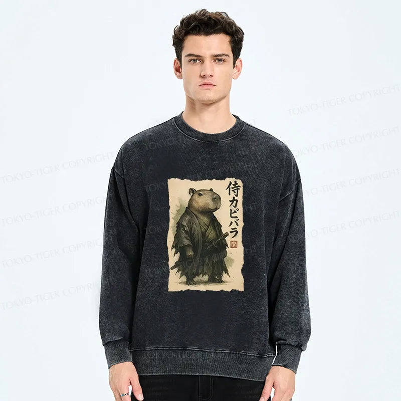 Kyoto-Lion Capybara Samurai Washed Sweatshirt