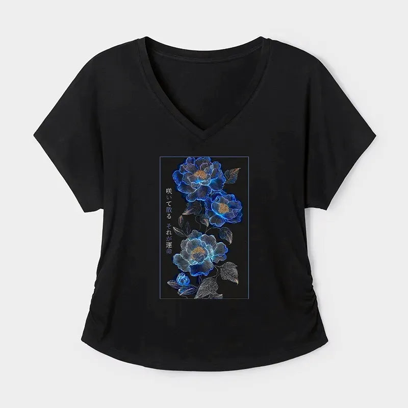 Dark Floral Modal Dolman Sleeve Tee