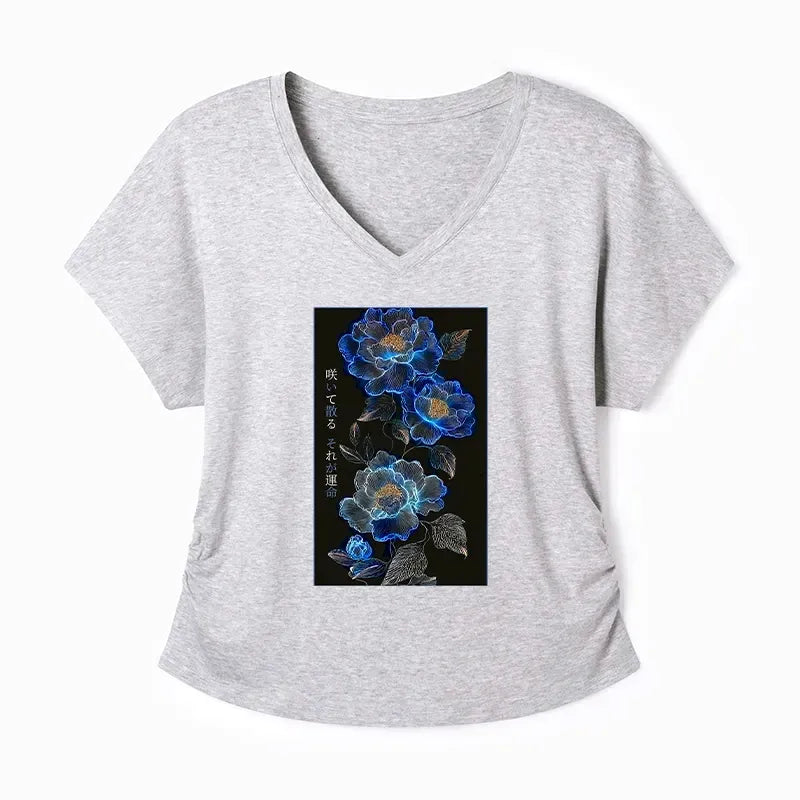 Dark Floral Modal Dolman Sleeve Tee