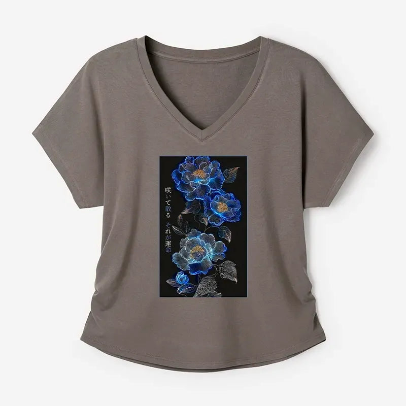 Dark Floral Modal Dolman Sleeve Tee