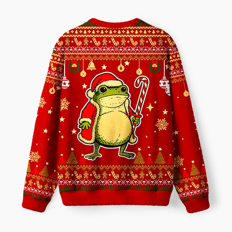 Kyoto-Lion Twas The Cookies Frog Fuzzy Christmas Ugly Sweatshirt