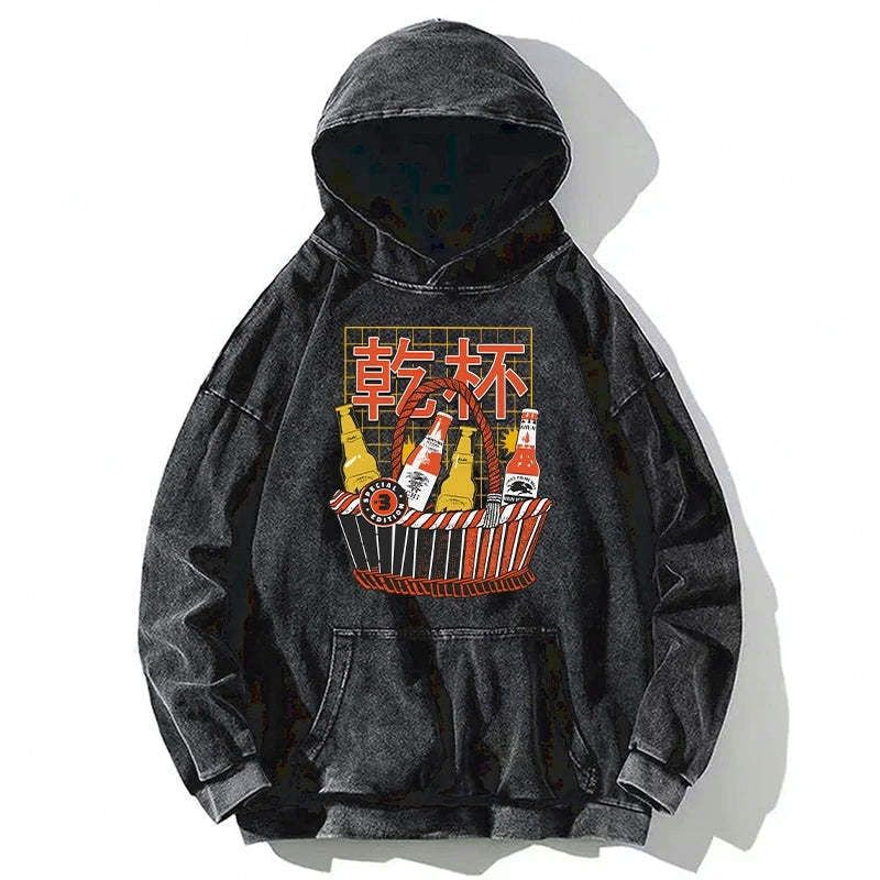 japanese washed hoodie for daily wear