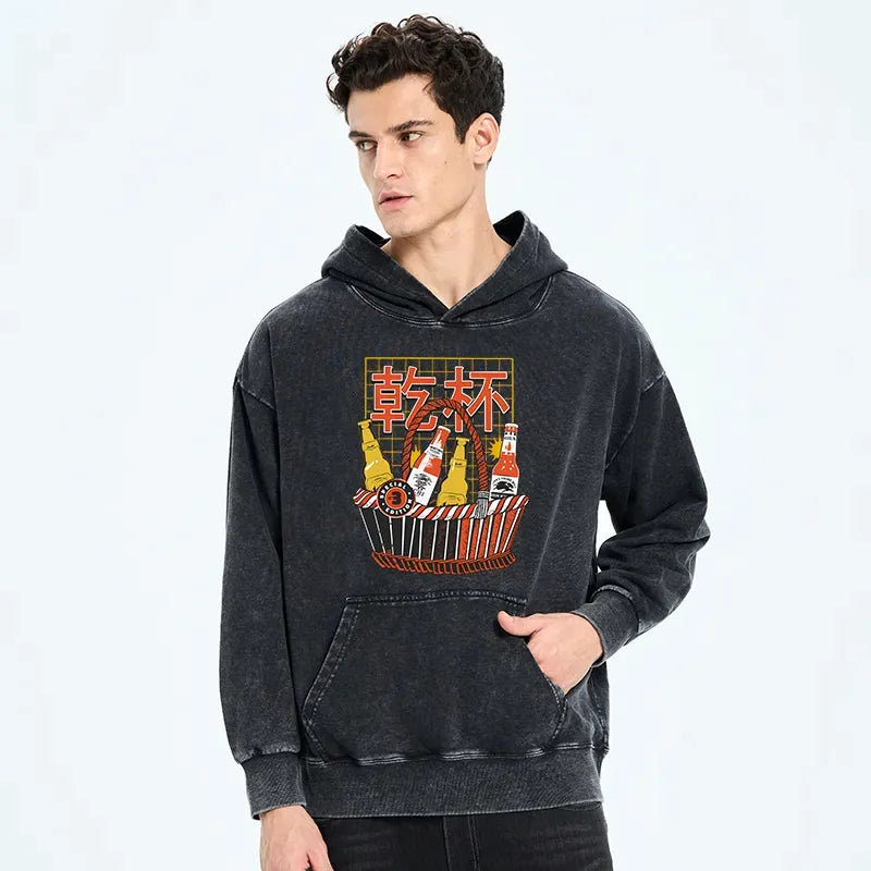 Kyoto-Lion Have A Beer Together Washed Hoodie