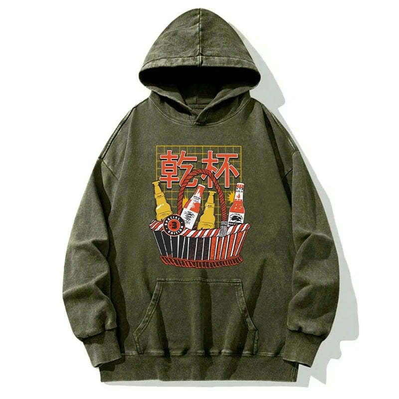 Kyoto-Lion Have A Beer Together Washed Hoodie