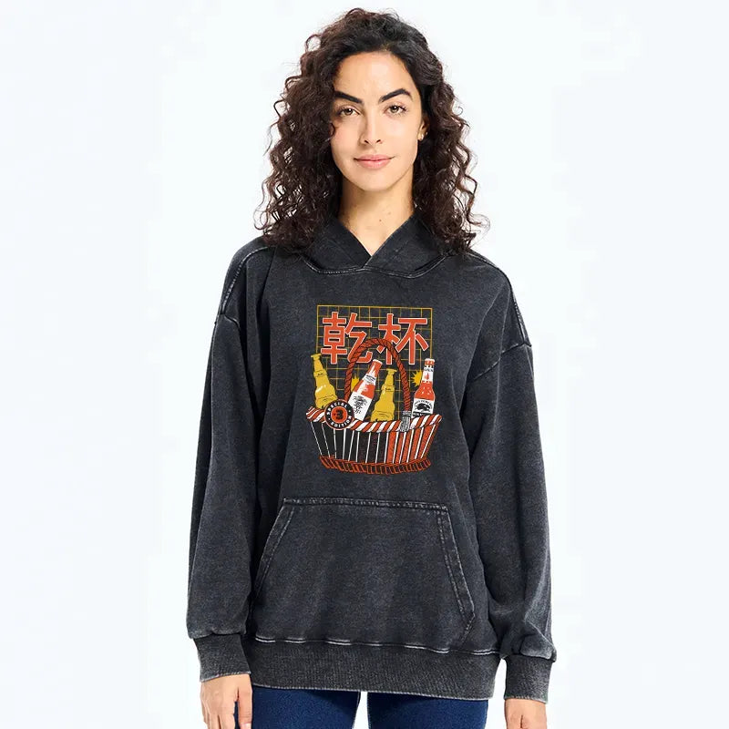 Kyoto-Lion Have A Beer Together Washed Hoodie