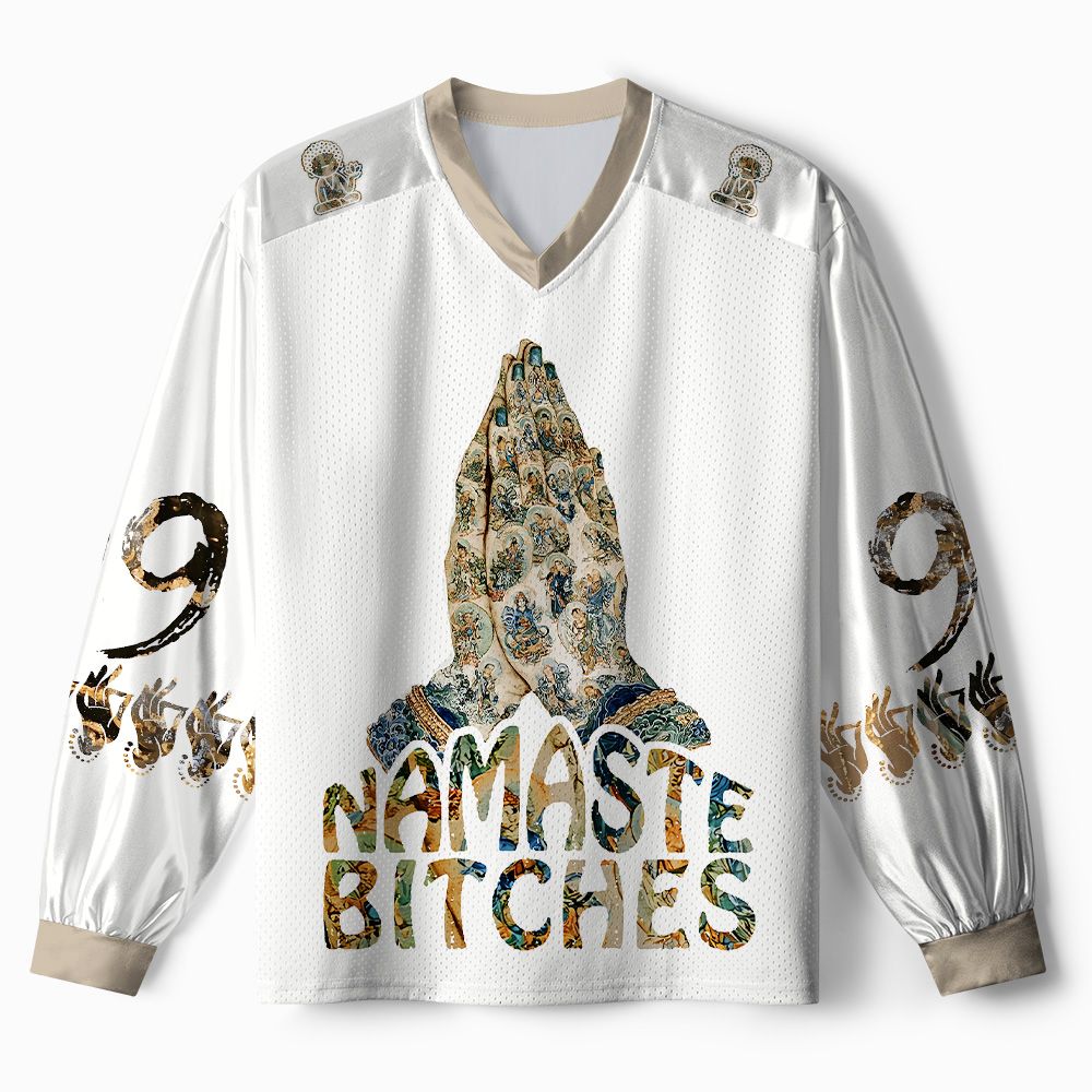 Kyoto-Lion Funny Zen: Namaste Chaos #99 Paneled Long Sleeve Jersey