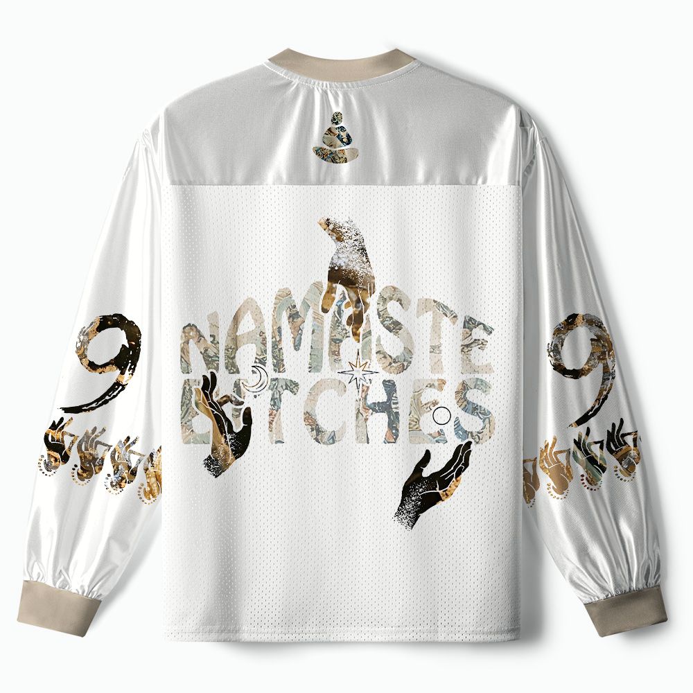 Kyoto-Lion Funny Zen: Namaste Chaos #99 Paneled Long Sleeve Jersey