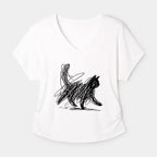 Minimalist Japanese Cat T-Shirt for Women